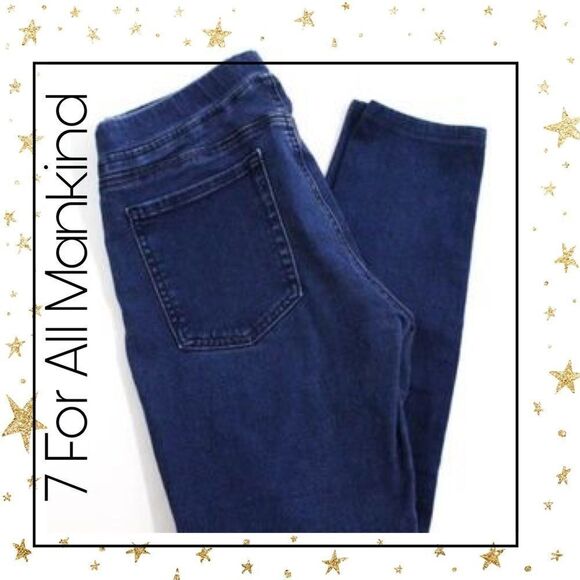 7 For All Mankind Blue Skinny Jeggings Jeans Sz M - Picture 1 of 6